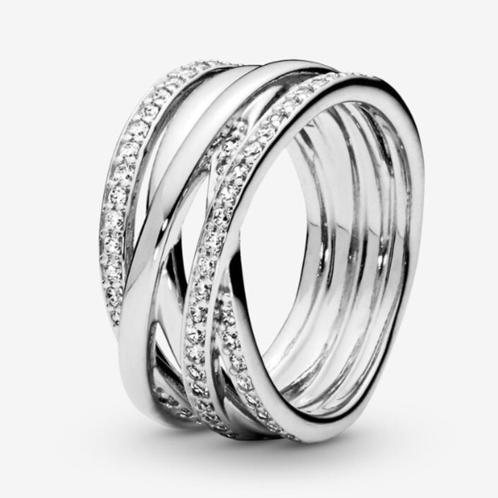 Pandora Sparkling and Polished Lines Ring